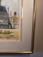 1988 aquarel, Grote Markt in Brussel, Ophalen of Verzenden