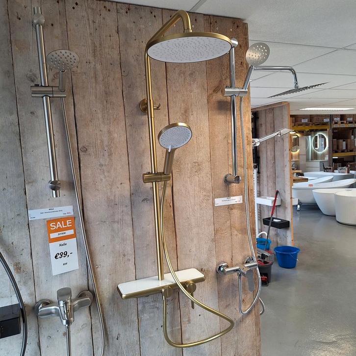 Opbouw doucheset met opzetplankje Tormi goud, Huis en Inrichting, Woonaccessoires | Overige, Nieuw, Ophalen of Verzenden