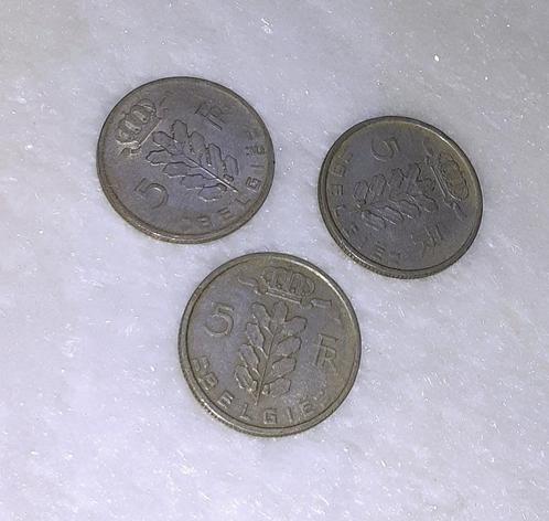 3 munten vintage België 5 franc 1949 1950 en 1964, Postzegels en Munten, Munten | België, Setje, Verzilverd, Verzenden