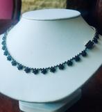 Antieke bohemian granaten collier, verguld zilver 925, Handtassen en Accessoires, Antieke sieraden, Ophalen of Verzenden, Zilver