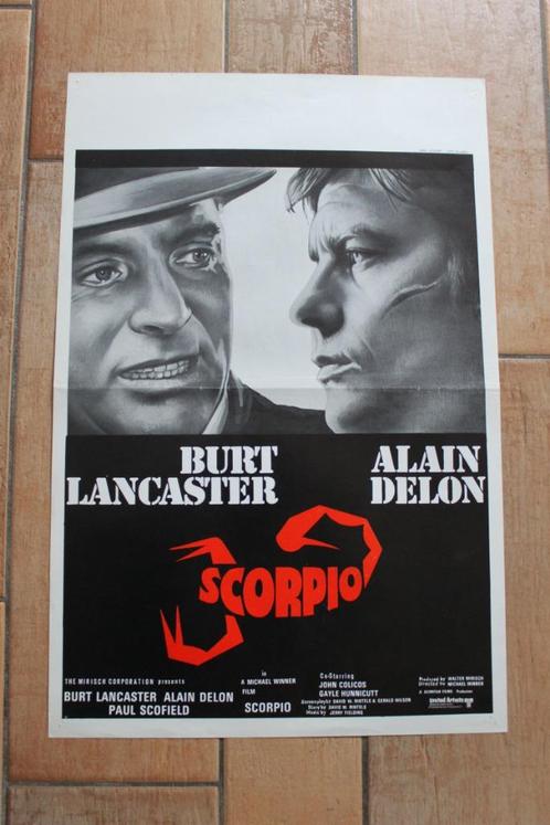 filmaffiche Alain Delon Scorpio 1973 filmposter, Verzamelen, Posters, Zo goed als nieuw, Film en Tv, A1 t/m A3, Rechthoekig Staand