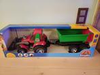 Roadmax Bruder tractor met aanhangwagen met doos, Kinderen en Baby's, Zo goed als nieuw, Ophalen