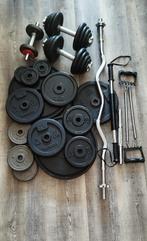 Halterset gewichten fitness , halterbank, Ophalen of Verzenden, Zo goed als nieuw, Halterset