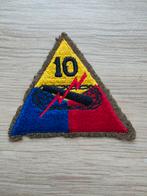 US WW2 10th Armored division patch wool blackback early, Verzamelen, Ophalen of Verzenden
