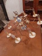 Lustre vintage porcelaine 8 branches, Enlèvement, Utilisé, Métal