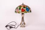 Lampe tiffany, Tiffany avec pied en métal travaillé, Comme neuf, Enlèvement, Métal
