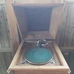 Retro antieke grammofoon in houten kast met toebehoren, Audio, Tv en Foto, Platenspelers, Overige merken, Platenspeler, Gebruikt