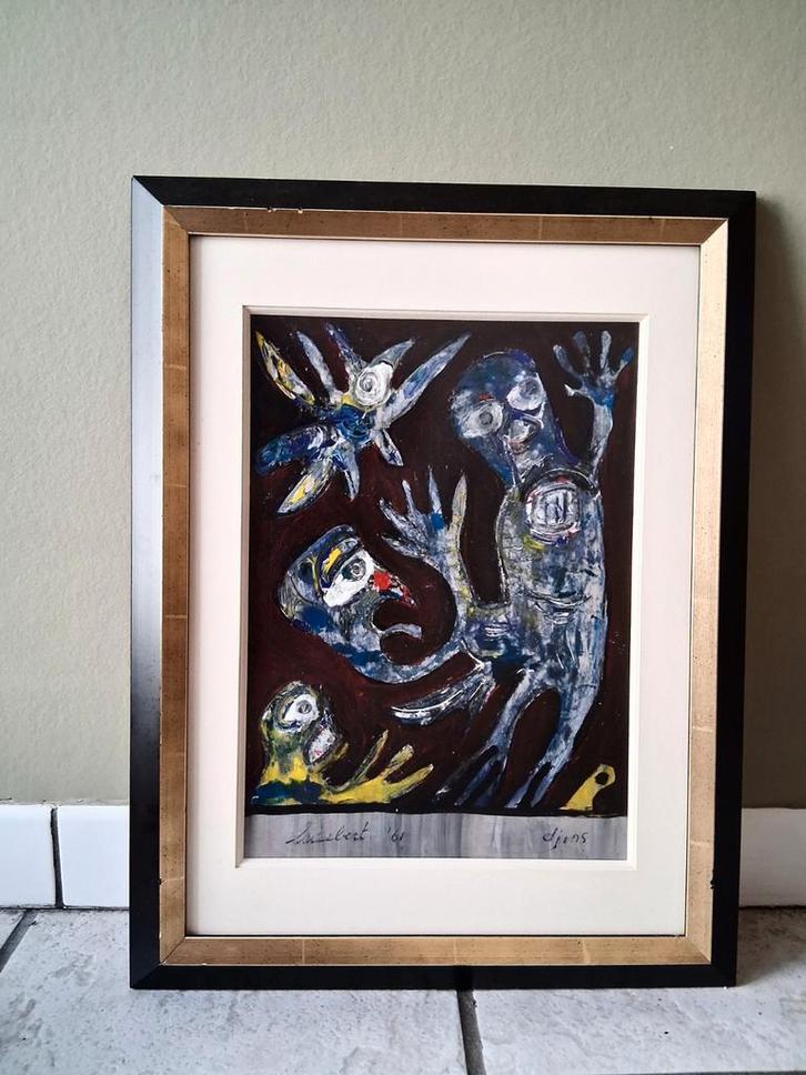 Lucebert: Gesigneerd uit 61.Cobra werk!, Antiek en Kunst, Kunst | Schilderijen | Abstract, Ophalen of Verzenden