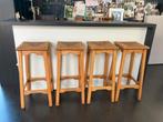 Set 4 rotan/hout barkrukken, Ophalen, Gebruikt, Hout