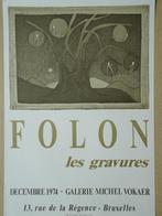1974 FOLON 'Les gravures' affiche litho galerie M. Vokaer, Antiek en Kunst, Kunst | Litho's en Zeefdrukken, Ophalen of Verzenden