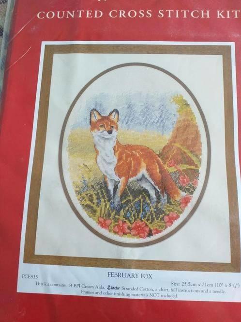 Borduurpakket Februari Fox van Anchor, Hobby en Vrije tijd, Borduren en Borduurmachines, Nieuw, Borduurpakket, Verzenden
