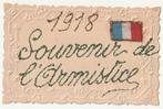 1918 Souvenir de l'Armistice Drapeau français dorures relief, Collections, France, Non affranchie, Envoi