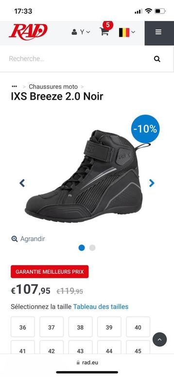  > Chaussures moto > taille 41 - IXS Breeze 2.0 Noir