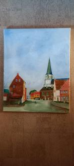 Mooi dorpsschilderij 40/50cm, Ophalen of Verzenden