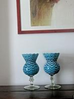 Paar vintage Murano opaline glazen bekers uit 1970, Antiek en Kunst, Ophalen of Verzenden