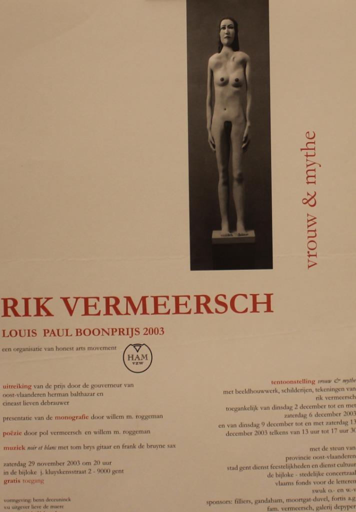 **RIK VERMEERSCH** **LOUIS PAUL BOONPRIJS 2003** AFFICHE, Verzamelen, Posters, Ophalen of Verzenden