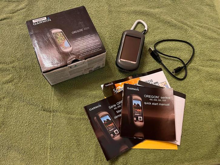 Garmin Oregon 450t GPS – Compleet in doos+kleine pixelschade, Fietsen en Brommers, Fietsaccessoires | Fietscomputers, Zo goed als nieuw