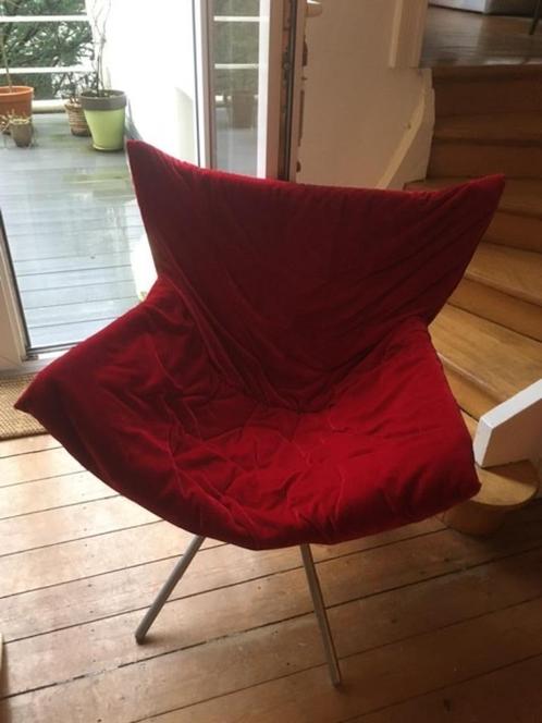 chaise pliante en velours rouge avec revêtement amovible, Maison & Meubles, Chaises, Utilisé, Une, Synthétique, Métal, Tissus