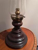 Grote houten kandelaar / windlicht met glazen stolp – 55 cm, Antiek en Kunst, Ophalen