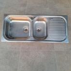 Évier double avec comptoir. Dimensions sur la photo, Maison & Meubles, Enlèvement, Utilisé, Inox, Autres types