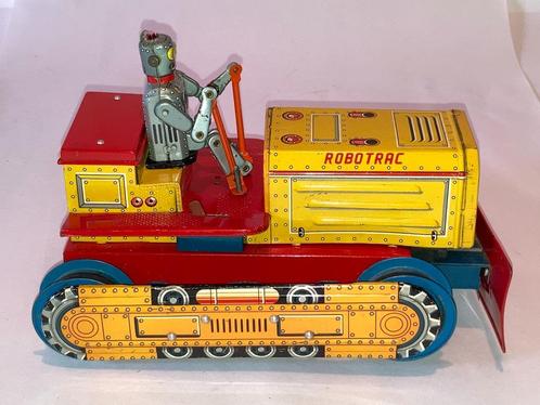 Robotrac in vintage plaatwerk, Japanse robot en tractor uit, Antiek en Kunst, Antiek | Speelgoed, Ophalen of Verzenden