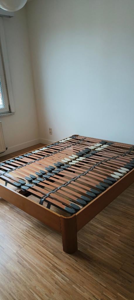Bed met lattenbodems, Ophalen, Bruin, Tweepersoons, Zo goed als nieuw
