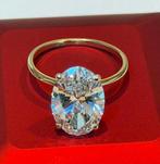 Gouden ring met VS1 diamant van 5.08 caraat met certificaat!, Bijoux, Sacs & Beauté, Bagues, Neuf, Or, 17 à 18, Jaune