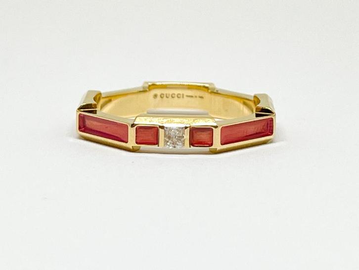 GUCCI Link 2 Love Diamant Pink Enamel Ring, Bijoux, Sacs & Beauté, Bagues, Neuf, Femme, 18 à 19, Or, Or, Avec pierre précieuse