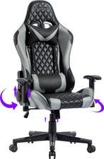 Gaming chair grey met voetsteun, Maison & Meubles, Neuf, Gris, Enlèvement ou Envoi, Chaise de bureau de gaming