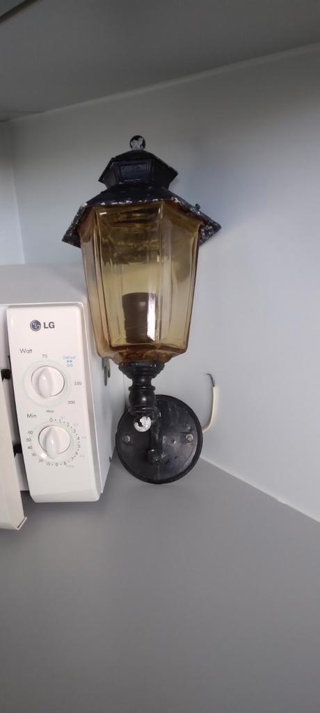 Très ancienne applique extérieure Vintage en fer forgé, Maison & Meubles, Lampes | Appliques, Utilisé, Verre, Enlèvement