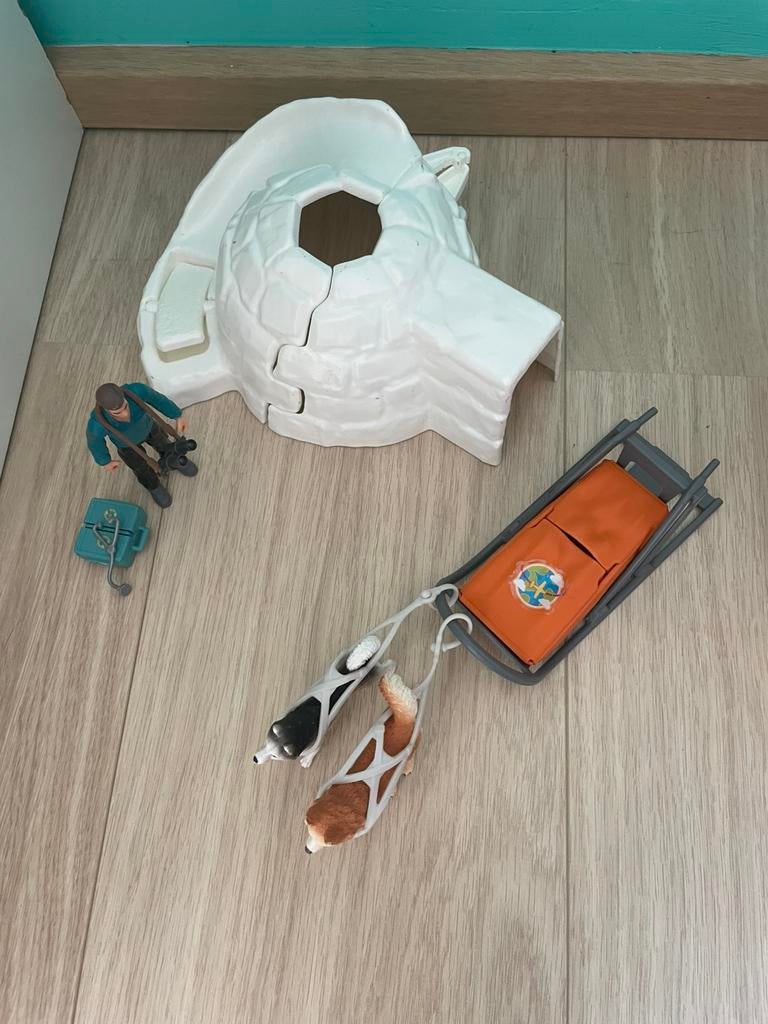 Schleich slee met Husky’s te koop., Collections, Enlèvement, Comme neuf