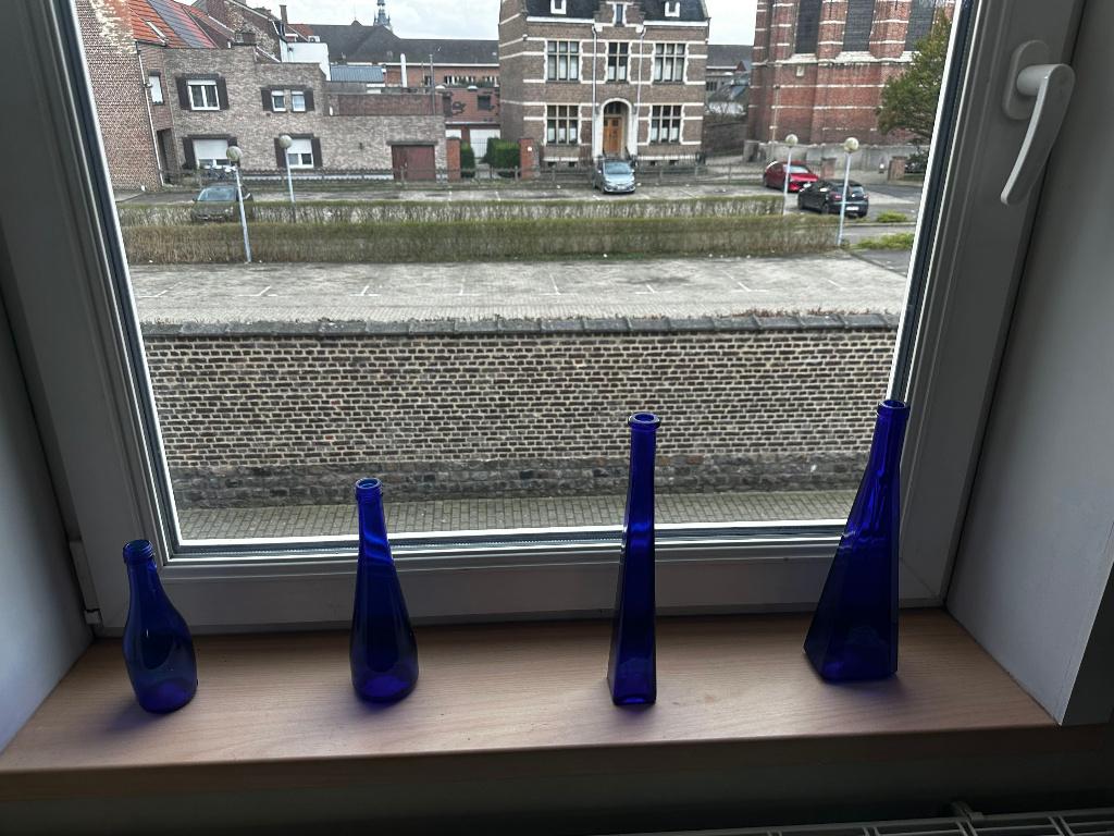 Set van 4 kobaltblauwe glazen vazen – decoratief, Huis en Inrichting, Woonaccessoires | Vazen, Ophalen, Blauw, Minder dan 50 cm