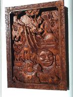 gedetailleerd Balinees houtsnijwerk wandpaneel, Ophalen of Verzenden, Houtsnijwerk