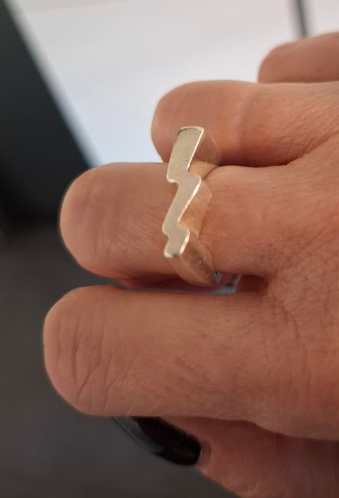 T50 zilveren bliksemhoge ring, Handtassen en Accessoires, Ringen, Ophalen of Verzenden, Dame of Heer, Zilver, Zilver