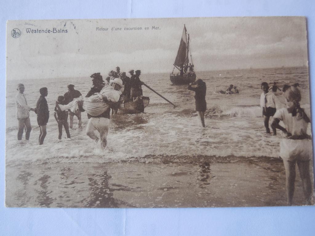 postkaart Westende Bains, Verzenden, Voor 1920, Gelopen, West-Vlaanderen