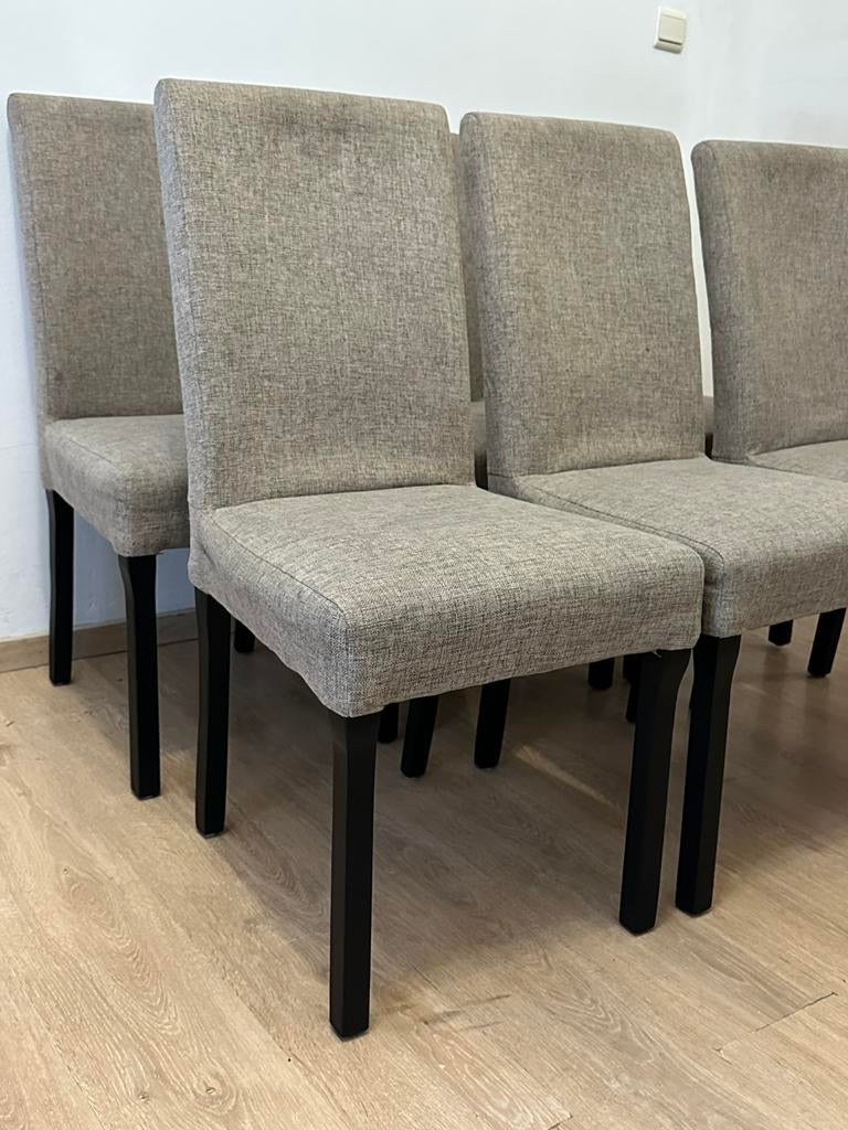 Eetkamerstoelen set van 6 in beige stof, Ophalen, Zo goed als nieuw, Stof