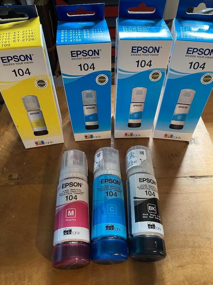 Bouteilles d'encre originales  Epson Eco Tank série 104, Informatique & Logiciels, Fournitures d'imprimante, Neuf, Autres types