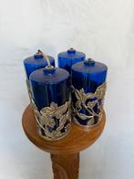 Art deco olie lampen blad glas 4x, Ophalen