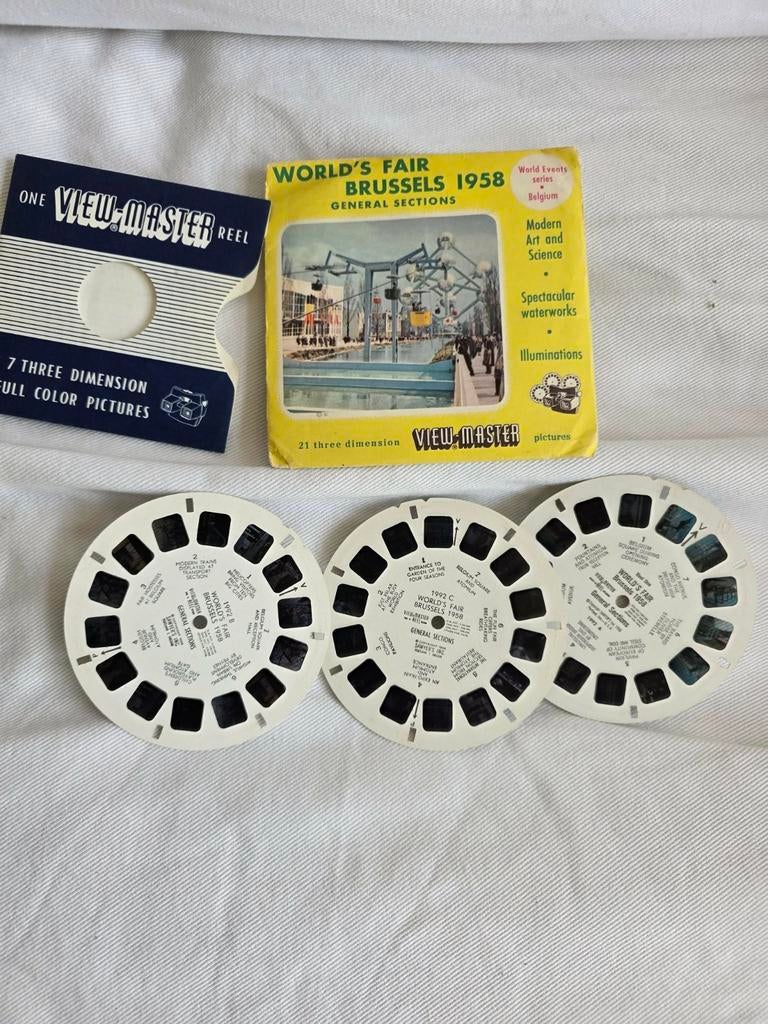 Viewmaster view-master set universele tentoonstelling 1958., Verzamelen, Speelgoed, Ophalen of Verzenden
