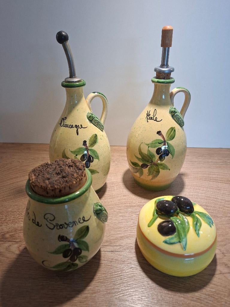 Olie/azijn/kruidenset, Maison & Meubles, Cuisine | Vaisselle, Utilisé, Autres types, Autres styles, Céramique, Enlèvement ou Envoi
