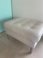 Lederen poef (crèmekleurig )..In zeer goede staat ., Ophalen, Zo goed als nieuw, Leer