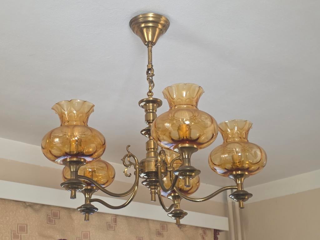 Kroonluchter, Huis en Inrichting, Lampen | Kroonluchters, Ophalen, Zo goed als nieuw, Glas