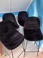 4 zwarte velvet barkrukken, Ophalen, Gebruikt, Met voetsteun, 60 tot 90 cm