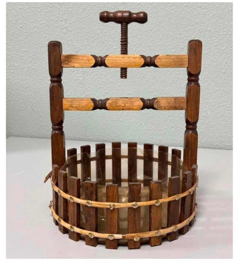 Antiek Vintage 1950 houten hout wensput mand notenkraker, Antiek en Kunst, Curiosa en Brocante, Ophalen of Verzenden