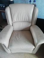 Beige lederen 1 zit, Huis en Inrichting, Fauteuils, Ophalen