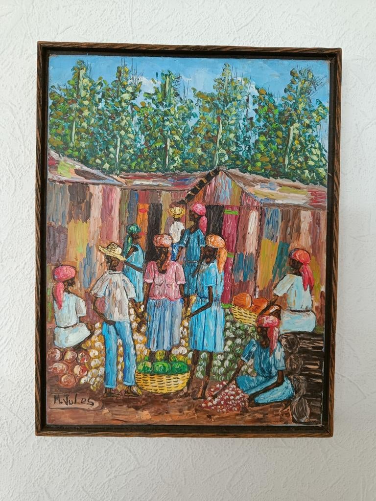 Kleurrijk schilderwerk M.Jules., Ophalen of Verzenden