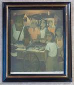 ROB DELANGE / VISKRAAM / KLEURLITHO / 74x64cm / KADER / SIG, Ophalen