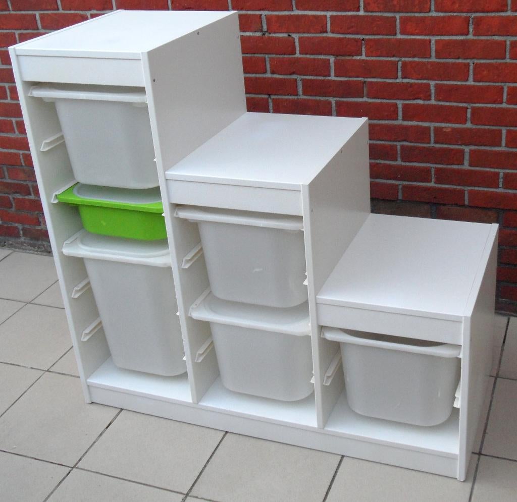 Opbergkast met bijhorende opbergdozen  Trofast " Ikea", Ophalen, Zo goed als nieuw, Opstaande rand
