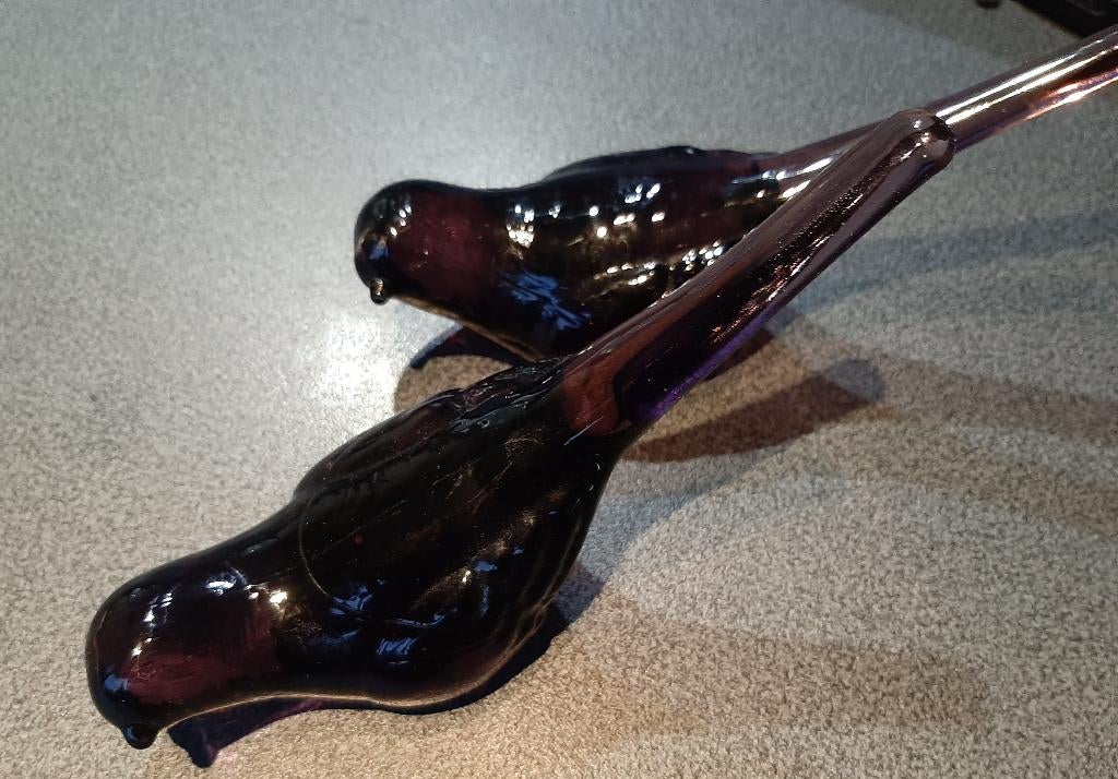 Glazen deco vogels 2 stuks- Ambachtelijk geblazen glas, Antiek en Kunst, Ophalen of Verzenden