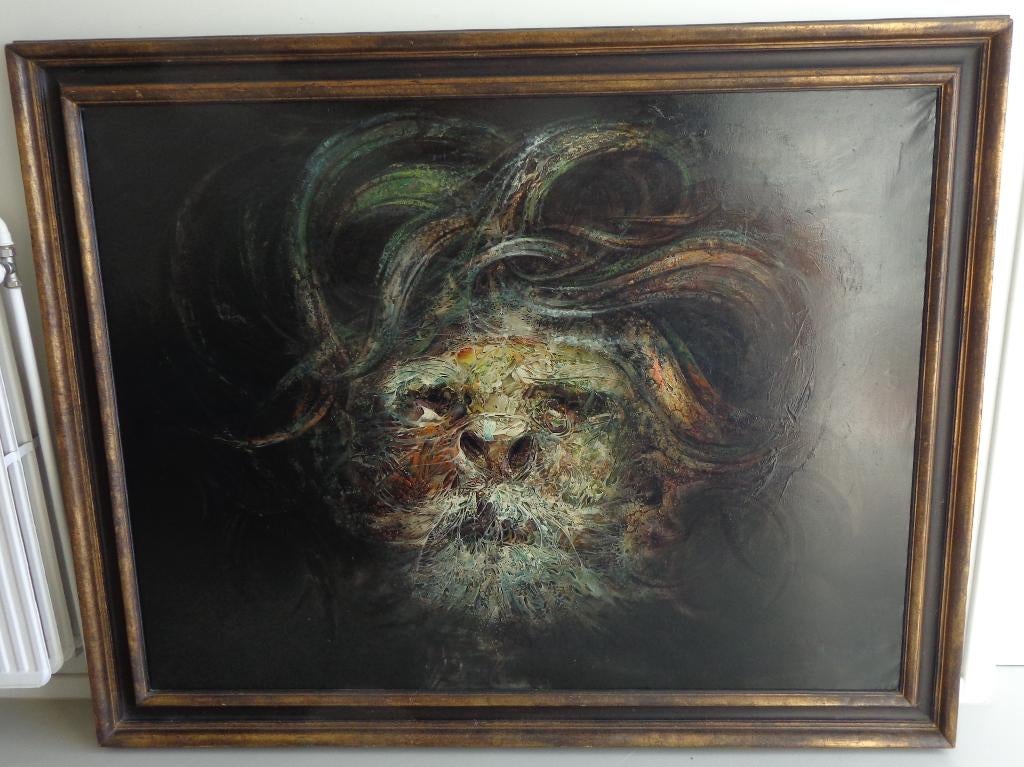 ROGER VAN BELLEGHEM / MYTISCH WEZEN OLIEVERF 146x183cm KADER, Antiquités & Art, Art | Peinture | Moderne, Enlèvement